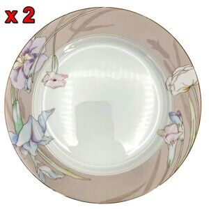2 Mikasa Charisma Beige L9048 Side Plate Salad Dessert 7.5" Floral Dinnerware